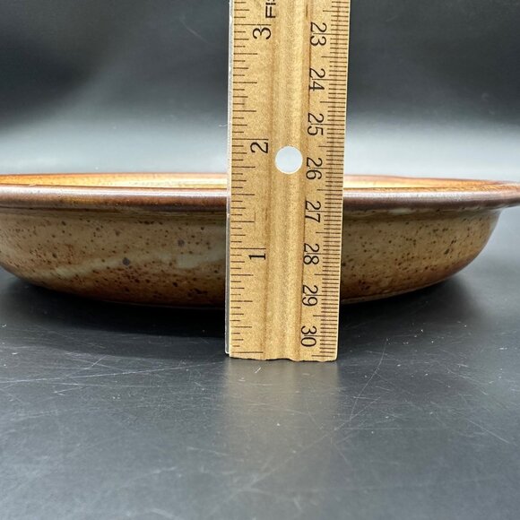 Handcrafted Art Pottery Pie Plate Floral Botanical Earth Tones Brown Green - Picture 8 of 8
